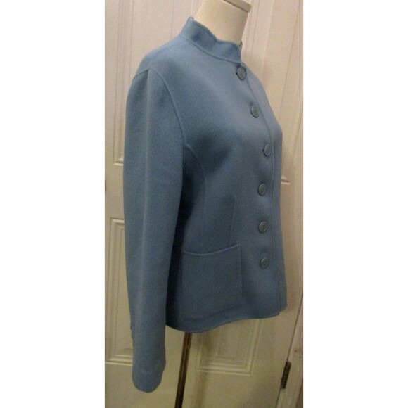 Carole Little Jacket Periwinkle Blue 100% Wool Button Front Pockets Size L - Picture 5 of 9